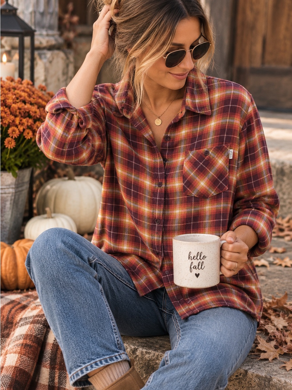 Burton Womens Flannel Shirt Large Plaid 100% Cotton Button Down Soft Fall